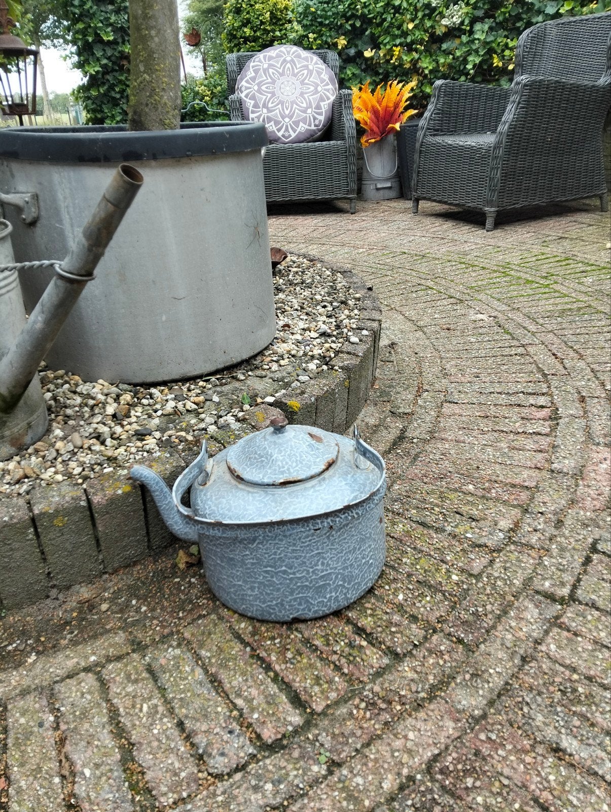Vintage geëmailleerde waterketel - Decoratief, Ophalen of Verzenden