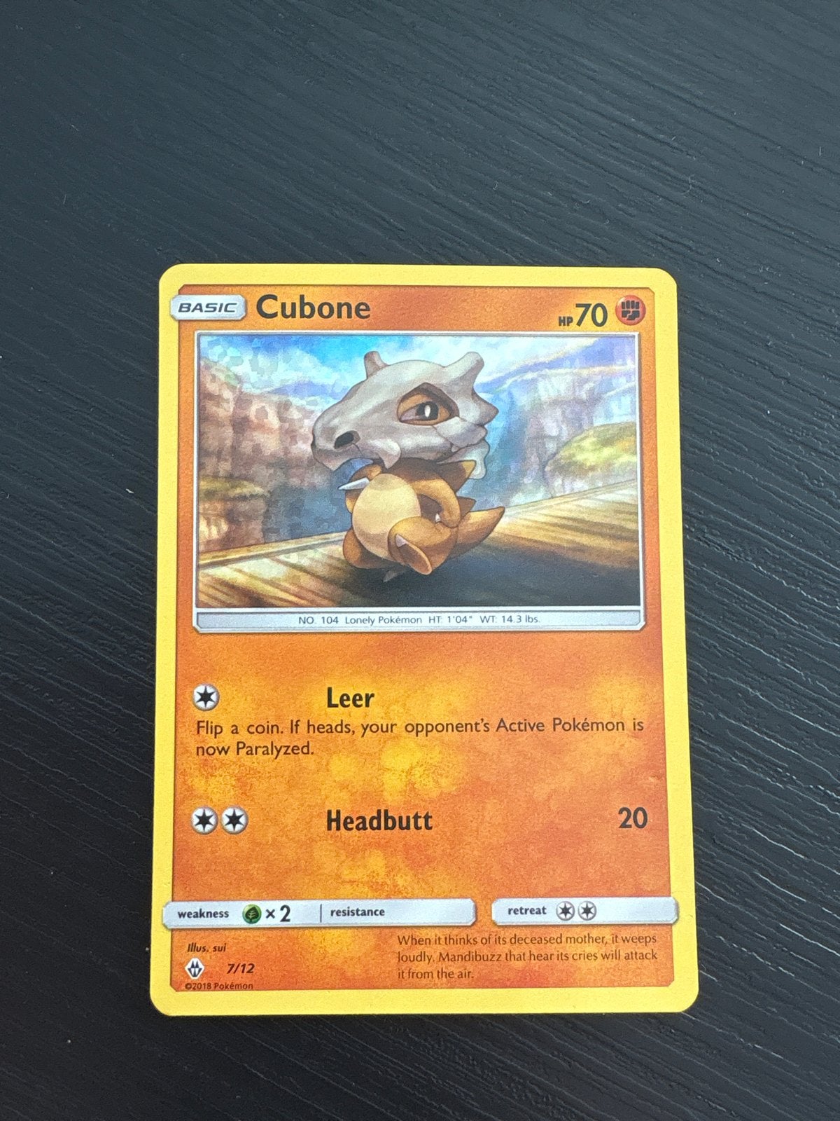 Cubone McDonald's Collectie 2018 Pokémon Kaart (7/12), Ophalen of Verzenden, Zo goed als nieuw, Losse kaart