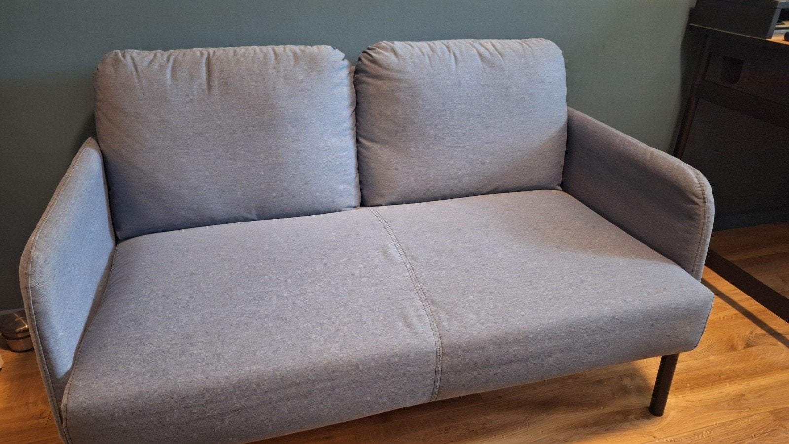 Leuk bankje van ikea, blauw/grijs in goede staat, Huis en Inrichting, Banken | Bankstellen, Ophalen of Verzenden, Zo goed als nieuw