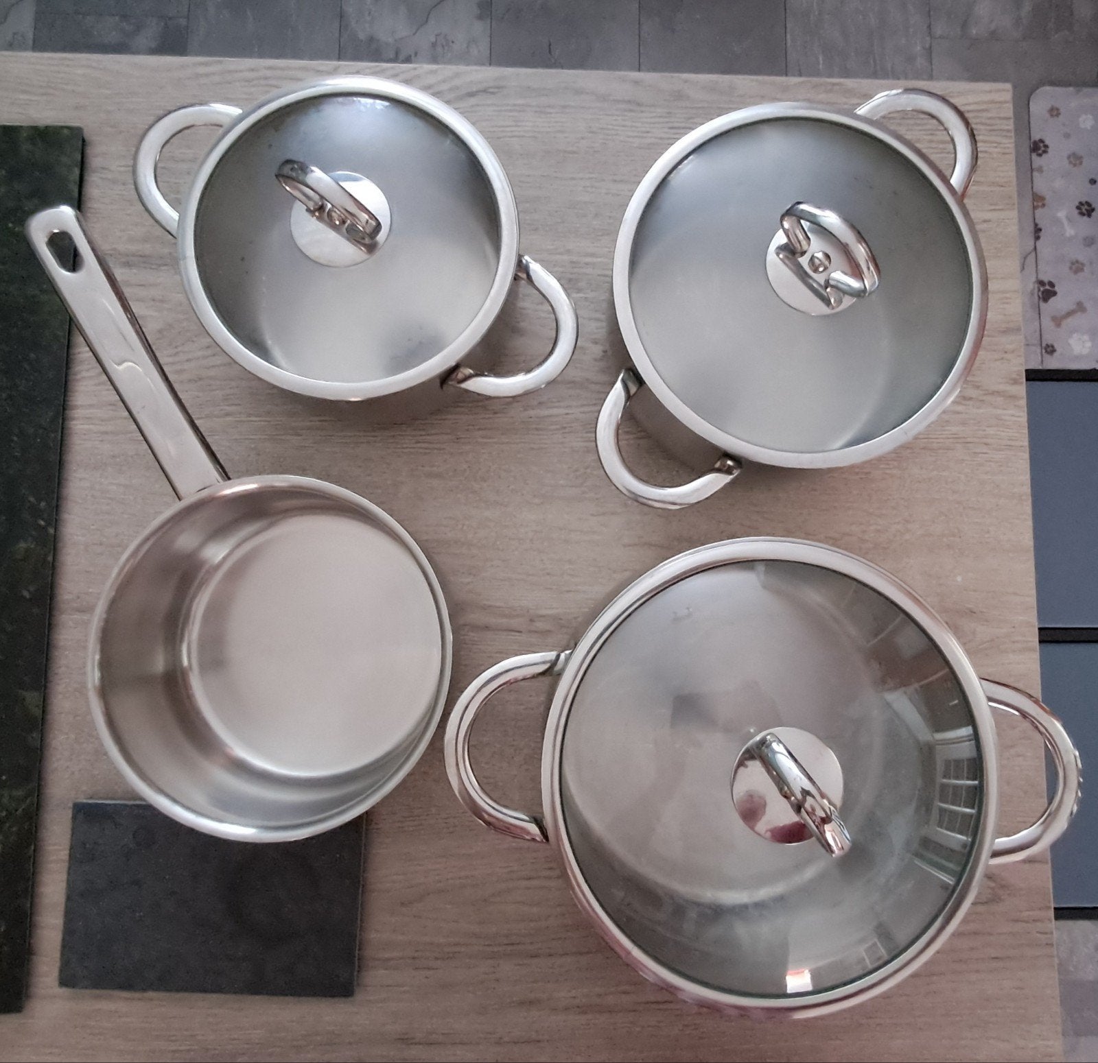 4-delige BK pannenset - RVS, geschikt voor inductie, Ophalen, Gebruikt, BK, Pannenset