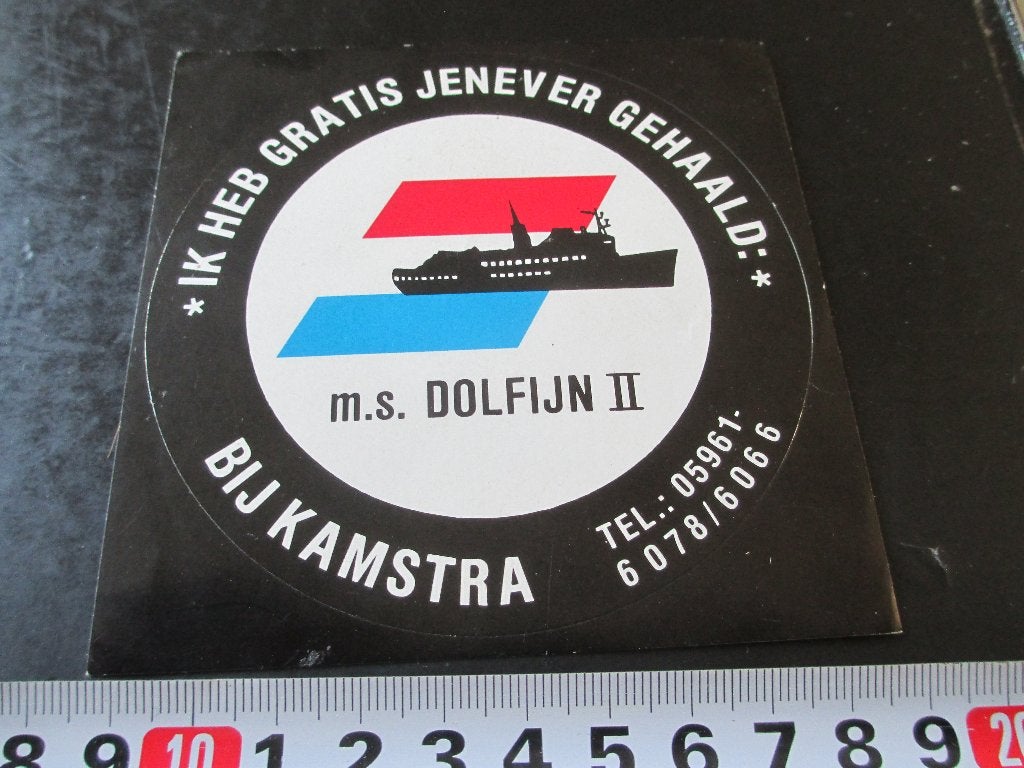 sticker ik heb gratis jenever gehaald bij kamstra ms dolfijn, Ophalen, Zo goed als nieuw