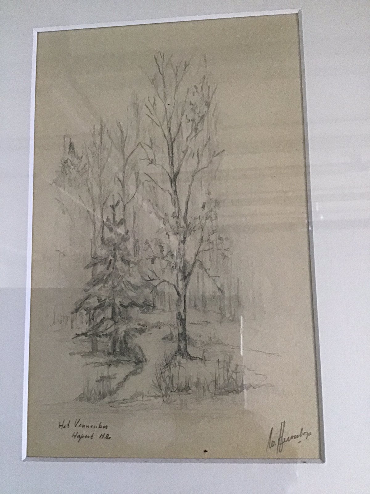 Het Vennebos Hapert NBr. - gesigneerd W. Heerschop, Ophalen of Verzenden