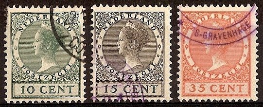 Nederland NVPH nr 136/8 gestempeld Tentoonstelling 1924, Postzegels en Munten, Postzegels | Nederland, Ophalen of Verzenden, T/m 1940