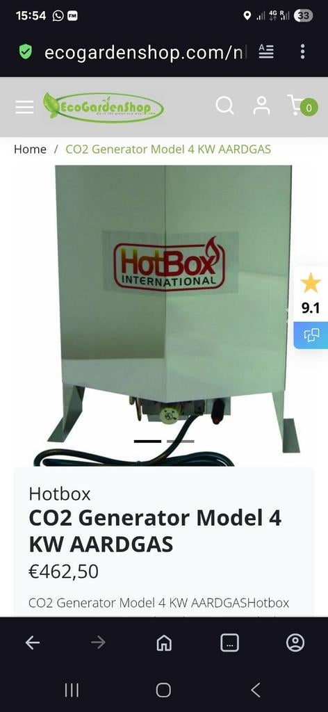 Hotbox CO2 generator model 4 AARDGAS nieuw in doos, Ophalen, Nieuw, Kweeklamp