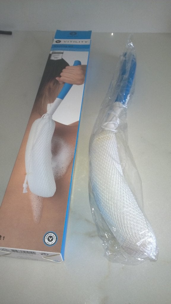 Nieuw : ergonomische washulp/ rug borstel borstel- Vitilitif, Ophalen of Verzenden, Nieuw, Douche-accessoire