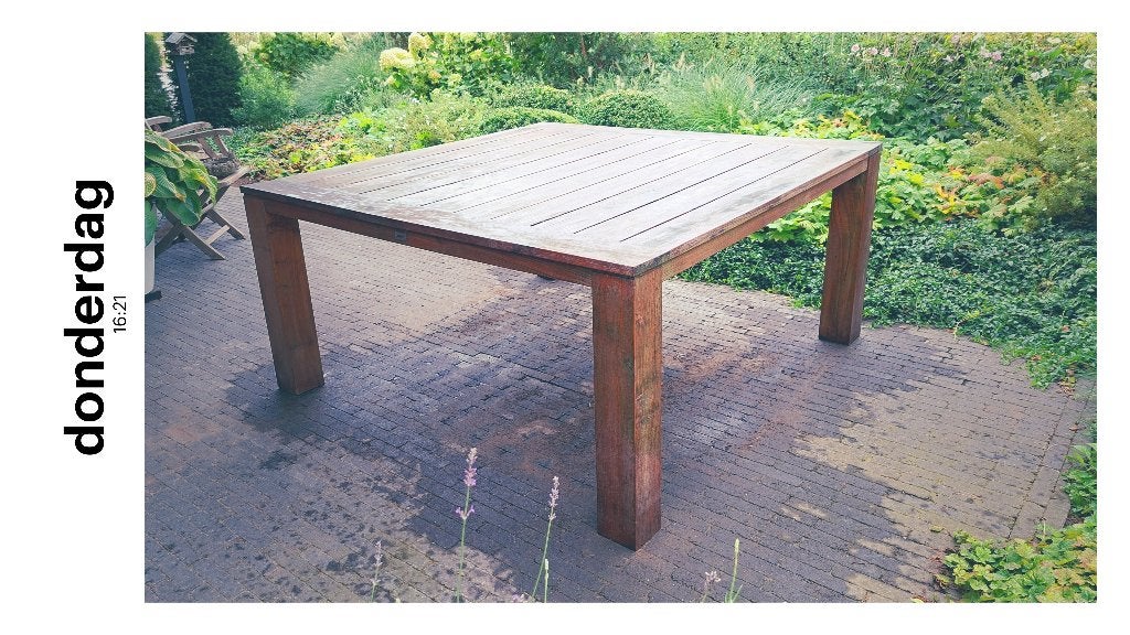 Eettafel voor de tuin - teakhout, Tuin en Terras, Tuintafels, Ophalen, Gebruikt, Rechthoekig, Teakhout