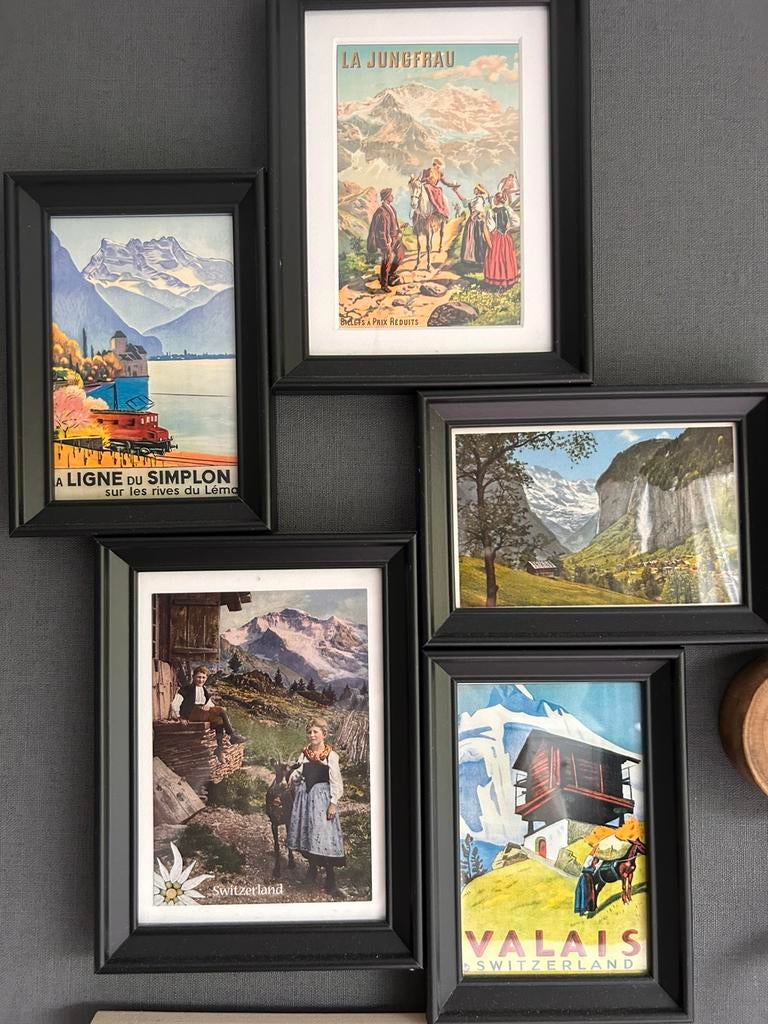 Vintage Zwitserland kaarten in lijst, Huis en Inrichting, Woonaccessoires | Wanddecoraties, Ophalen of Verzenden