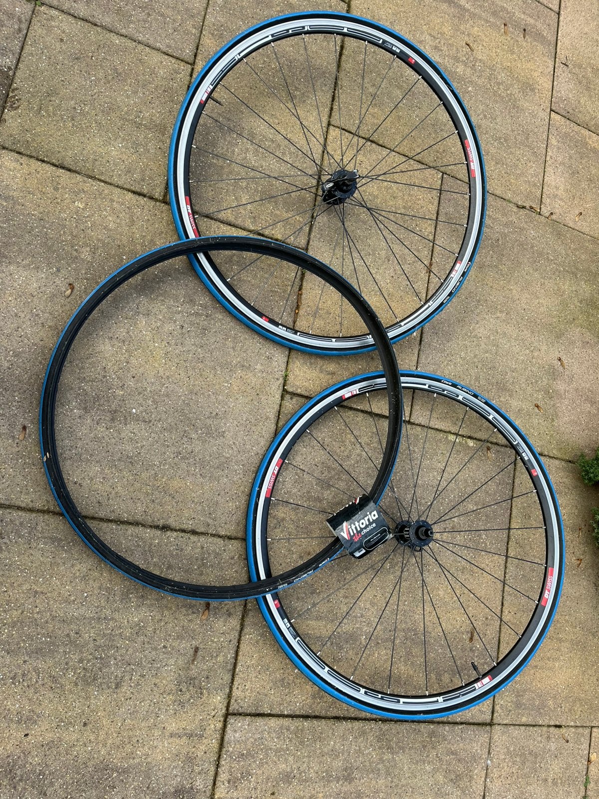 DT Swiss set wielen voor racefiets incl reserveband, Gebruikt, Aluminium, Racefiets, Ophalen