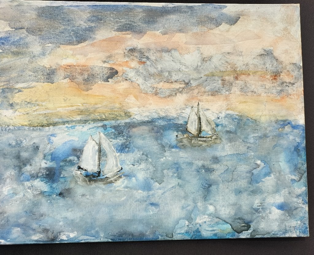 Mooi aquarel zeezicht, gesigneerd, Ophalen