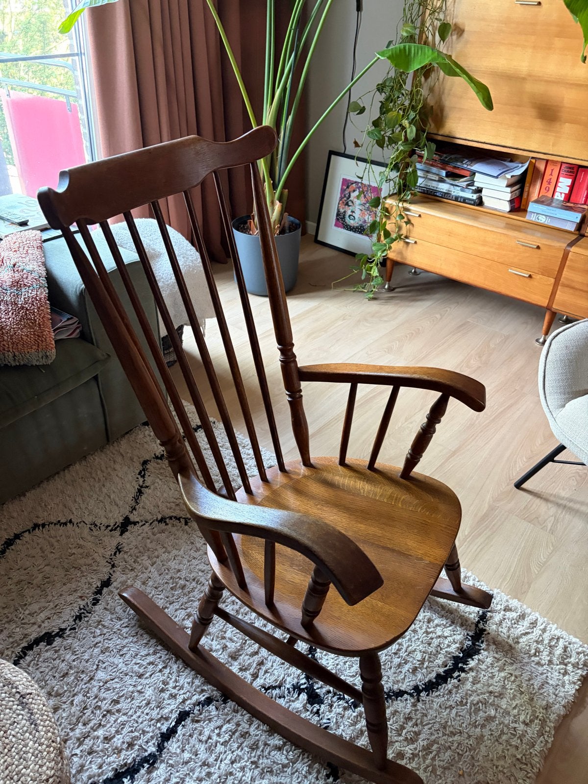 Vintage houten schommelstoel, Antiek en Kunst, Ophalen of Verzenden