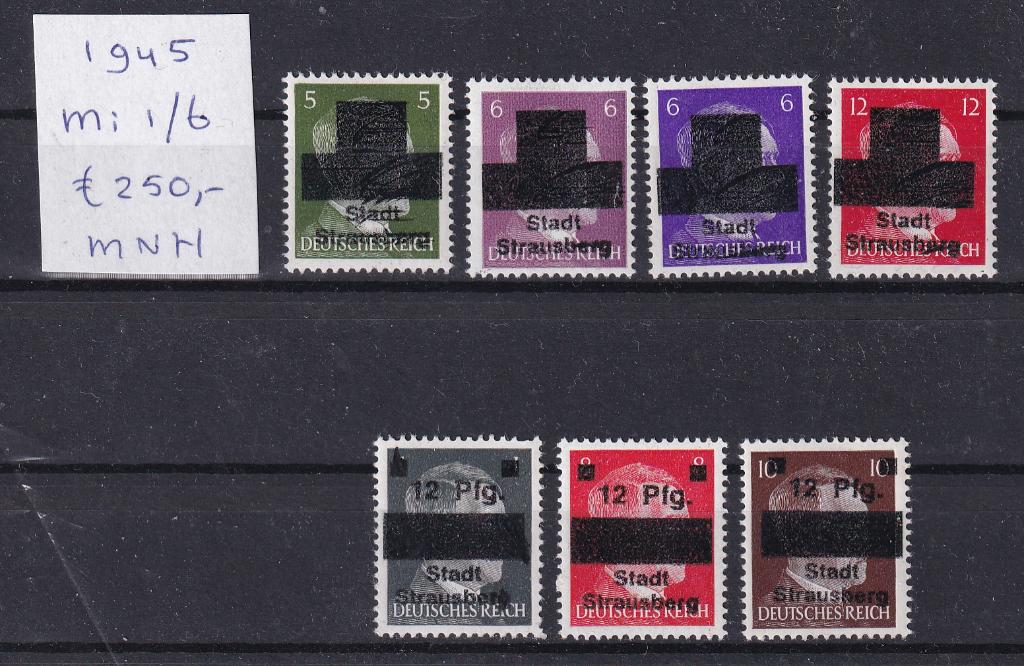 A100) 1945 Lokaal Stadt Strausberg Mi 1/6 €250 MNH opdruk?, Verzenden, Overige periodes, Postfris