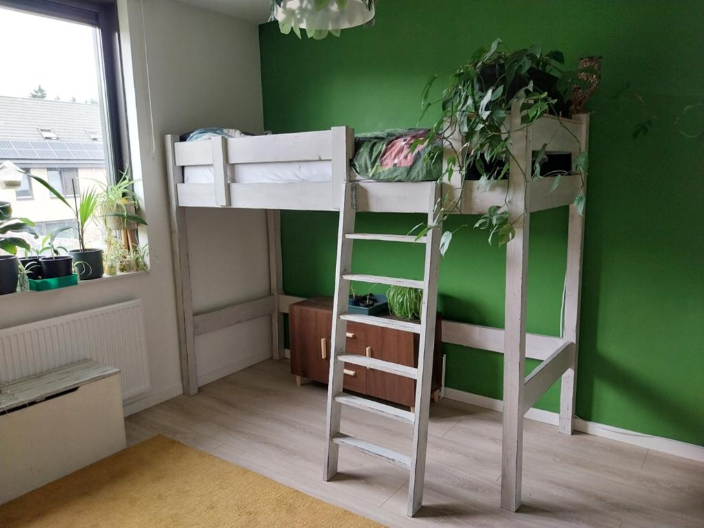 Stevige hoogslaper met lattenbodem - 200x80, Ophalen, Gebruikt, Hoogslaper, Eenpersoons