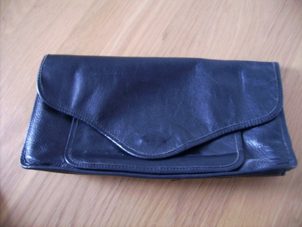 zwart leren handtas / clutch, Ophalen of Verzenden, Zo goed als nieuw, Zwart, Handtas