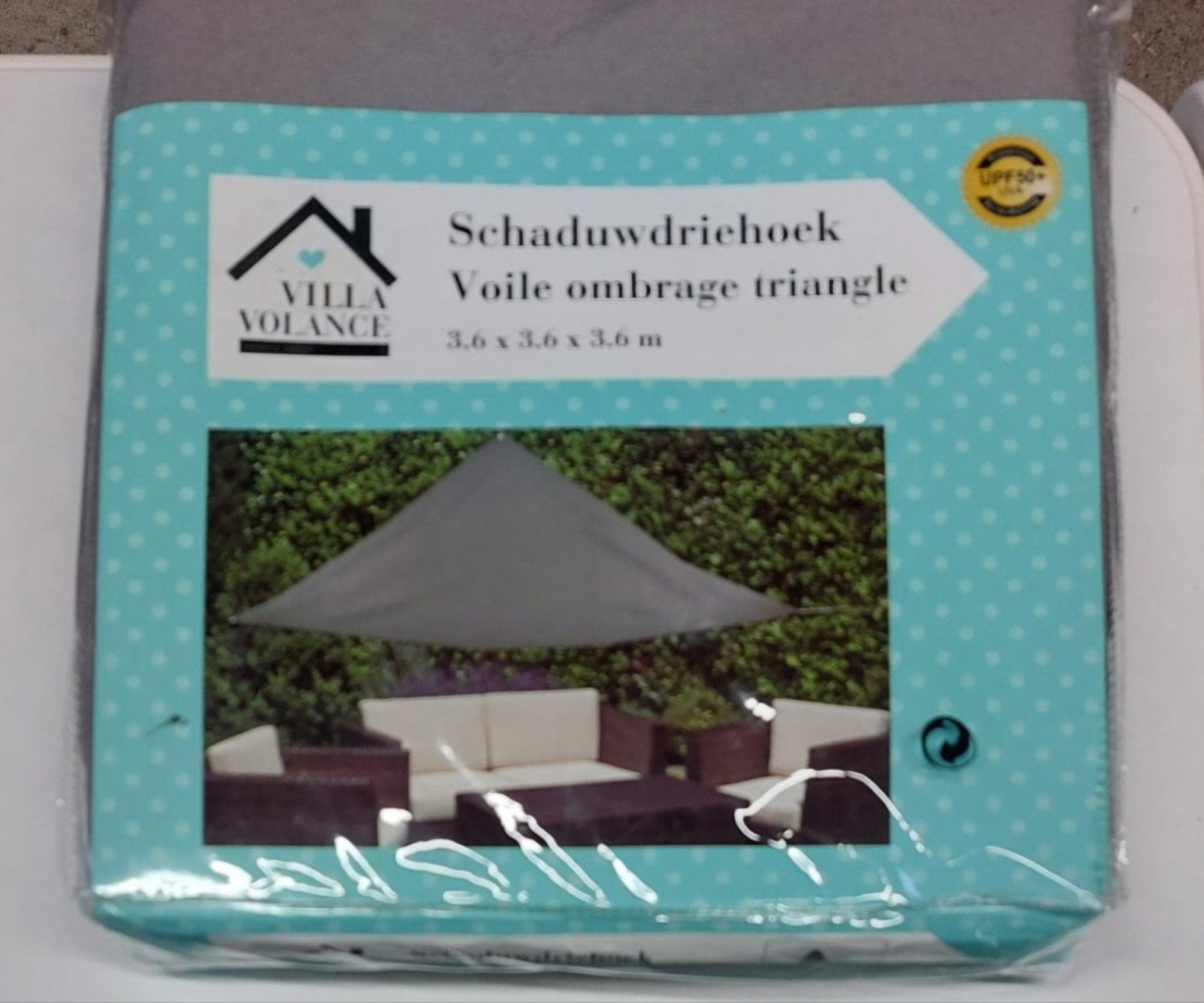 Villa Volance Schaduwdriehoek Antracietgrijs 3.6x3.6x3.6m, Ophalen of Verzenden