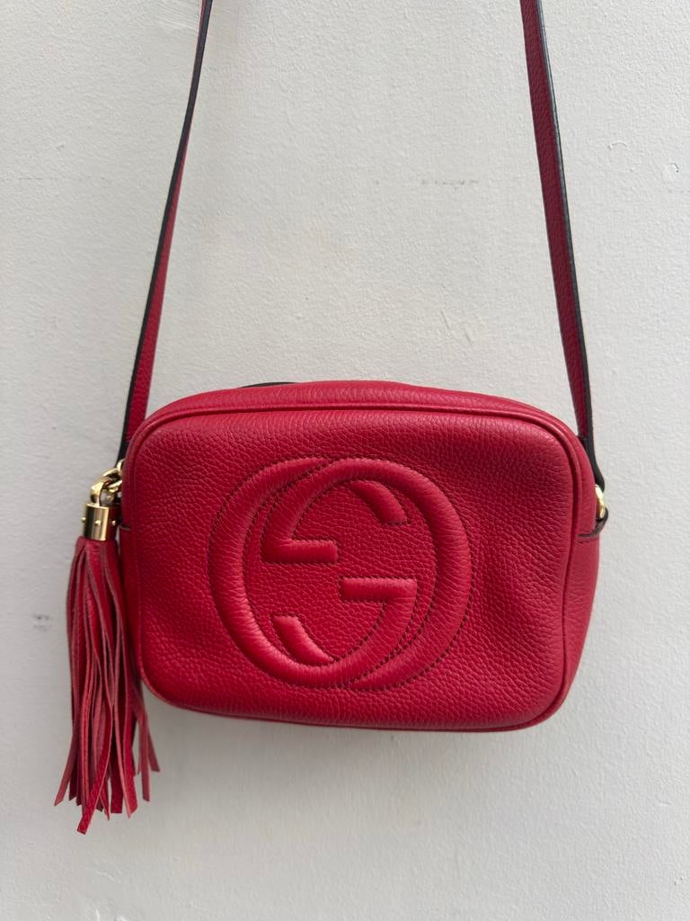 Gucci Disco Bag Rood - Authentiek en echt!, Ophalen of Verzenden, Zo goed als nieuw, Rood, Schoudertasje