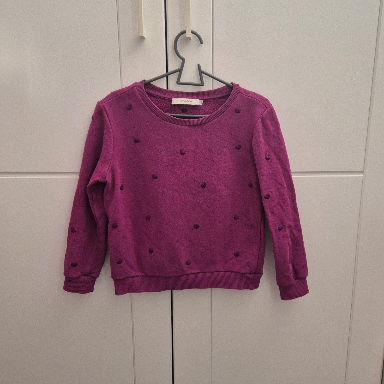 Sissy-boy sweater trui longsleeve paars hartjes mt 110/116, Ophalen of Verzenden, Zo goed als nieuw, Meisje, Trui of Vest