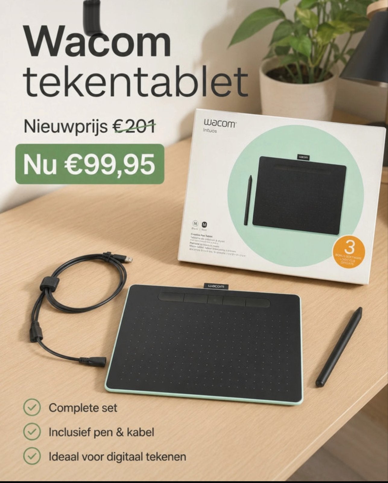 Wacom Intuos tekentablet - Nieuwstaat, compleet met pen, Computers en Software, Tekentablets, Ophalen of Verzenden, Nieuw