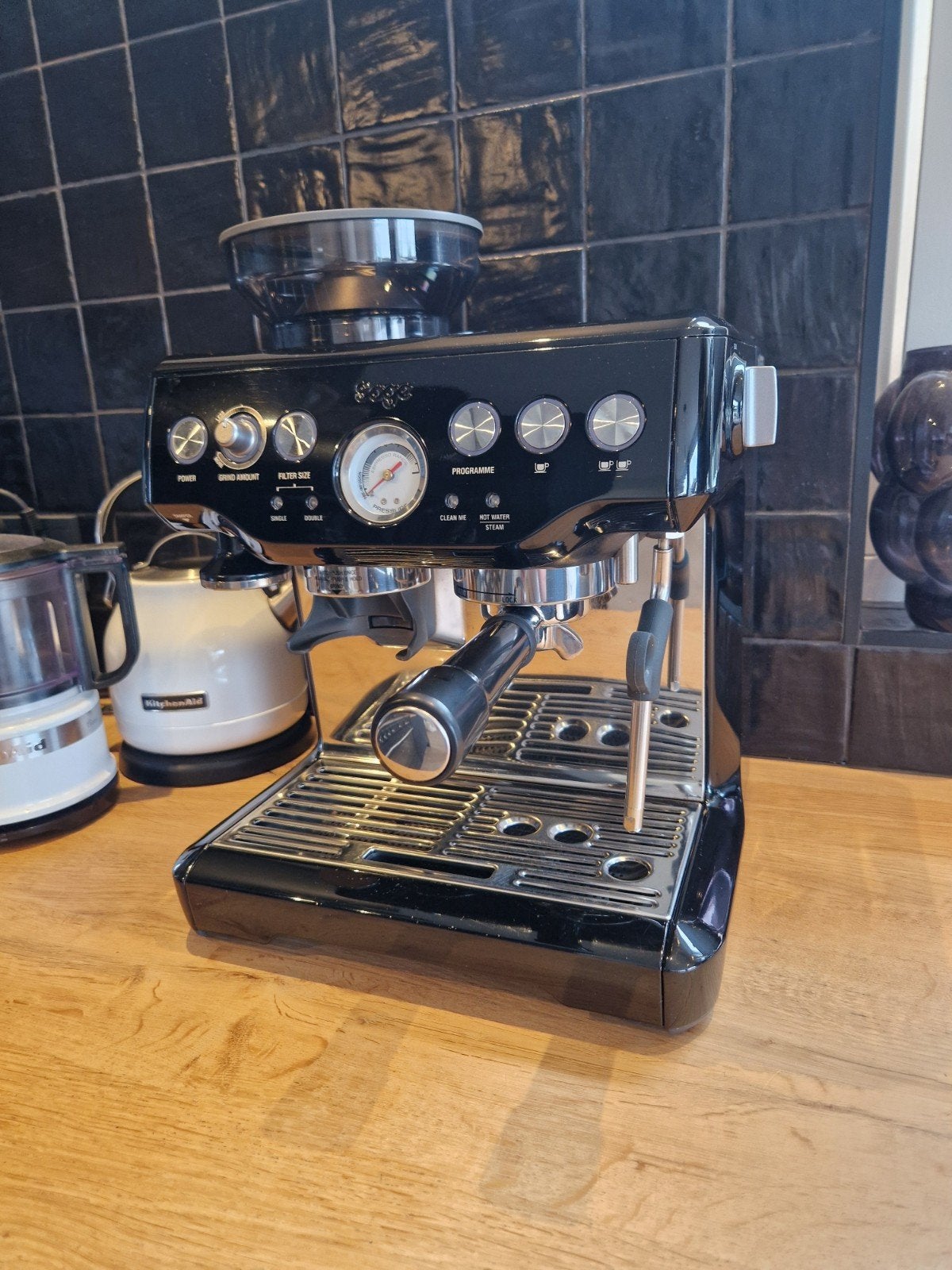 Sage Barista Express Espressomachine met accessoires, Espresso apparaat, Koffiebonen, Zo goed als nieuw, Ophalen