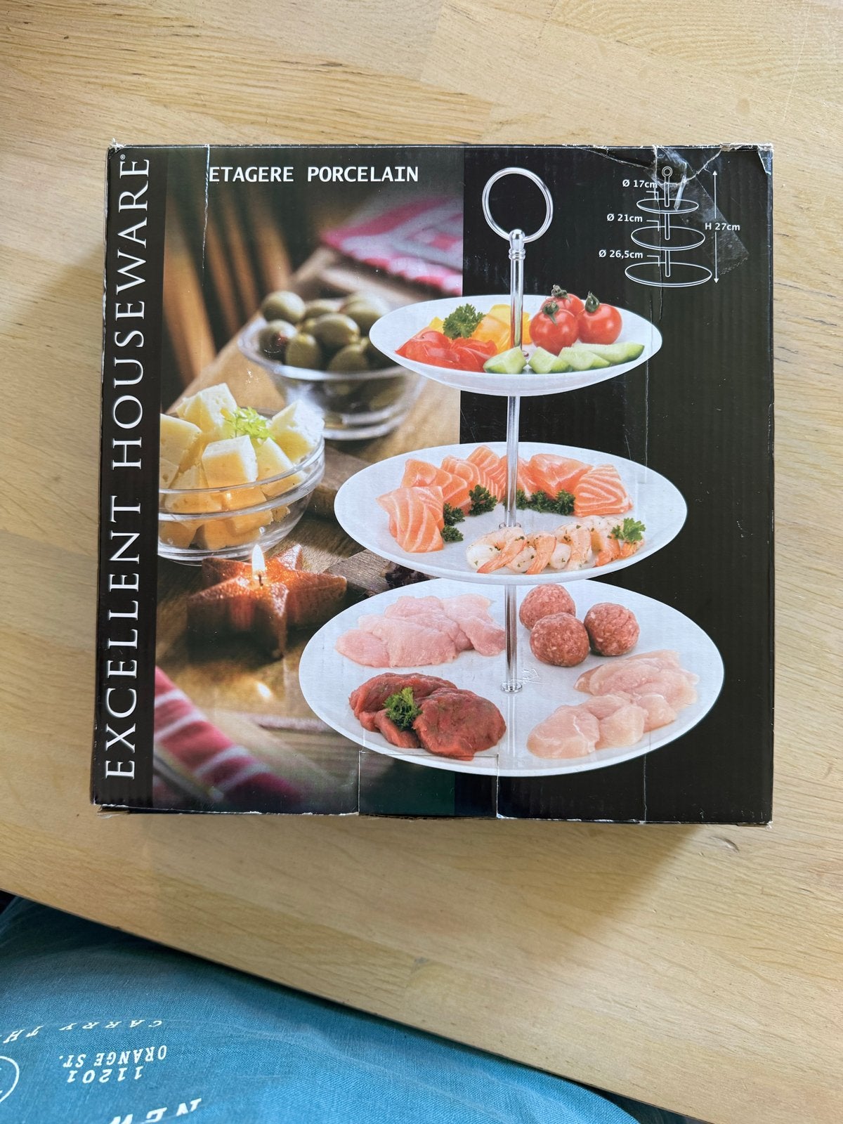 Porseleinen etagere met 3 schalen, 27 cm hoog, Ophalen of Verzenden, Zo goed als nieuw
