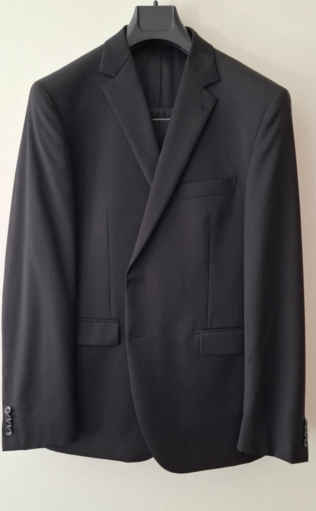 Zwart Stanley Morgan NY Tailors kostuum 100% wol mt 56, Ophalen of Verzenden