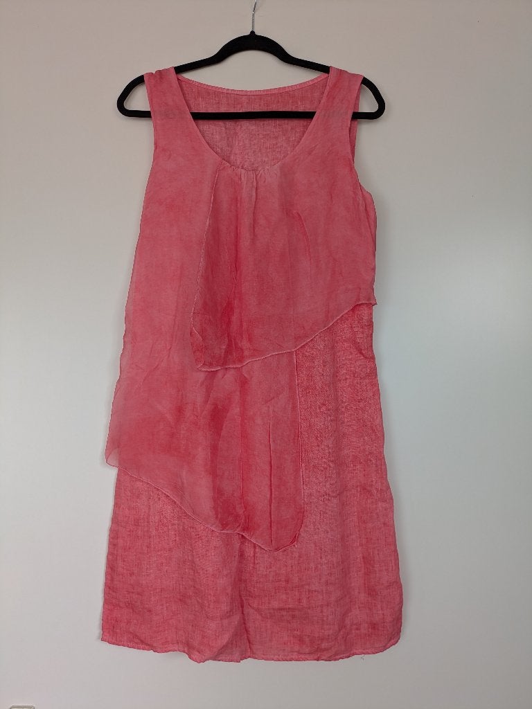Rode linnen jurk maat L, Kleding | Dames, Jurken, Verzenden, Maat 42/44 (L), Knielengte, Rood