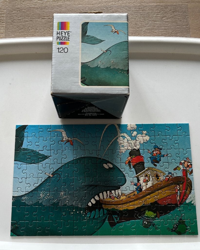 Heye puzzel Moby Dick uit 1976, Ophalen of Verzenden, Minder dan 500 stukjes, Legpuzzel