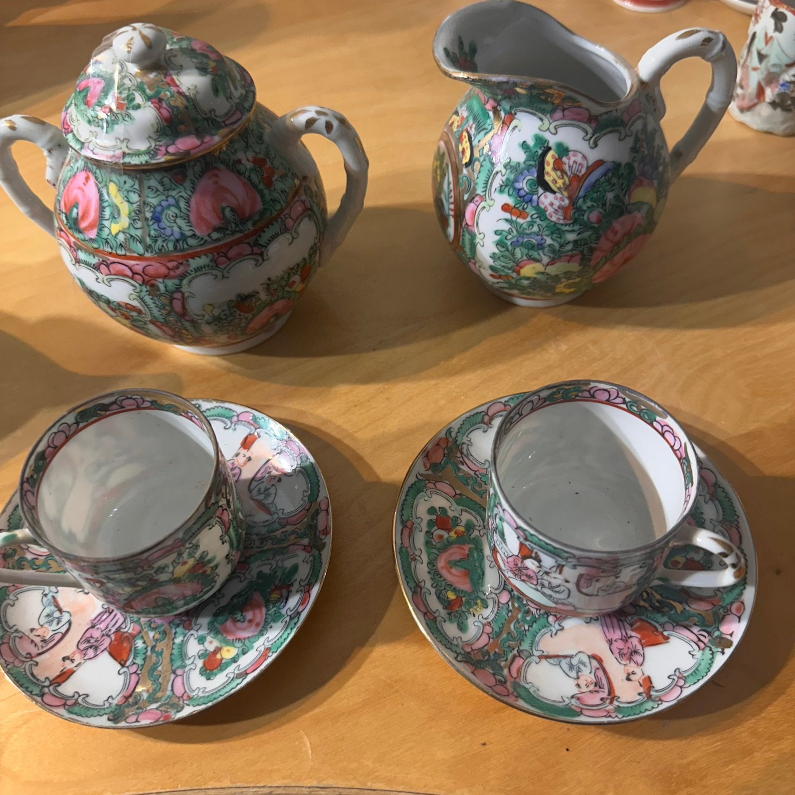 Vintage Chinees porseleinen theeservies – 6-delig, Antiek en Kunst, Ophalen of Verzenden