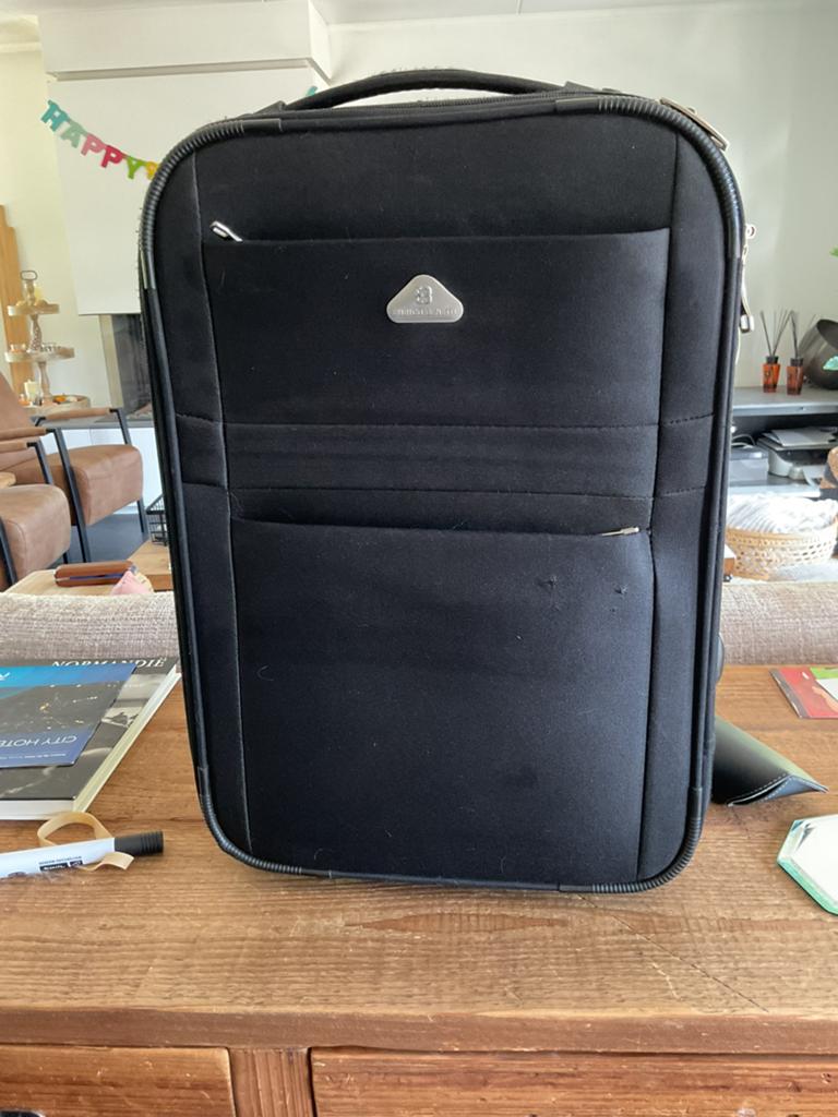 Reiskoffer handbagage zwart soft nette staat, Overige materialen, Wieltjes, 50 tot 60 cm, Ophalen of Verzenden
