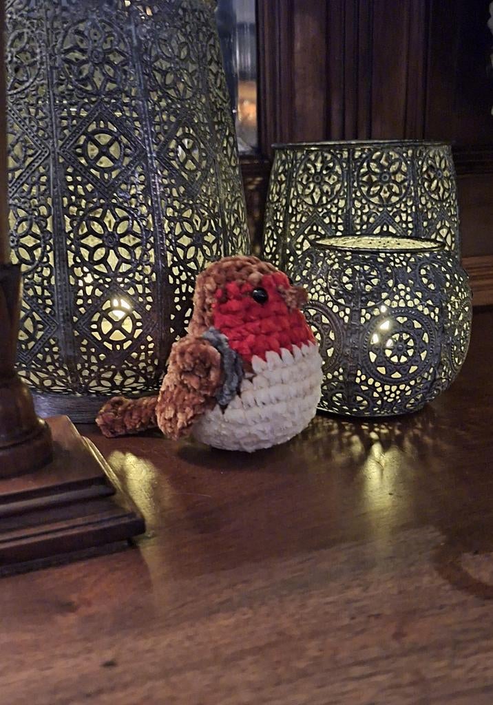 Decoratie Roodborstje Robin van chenille garen, Ophalen of Verzenden, Nieuw