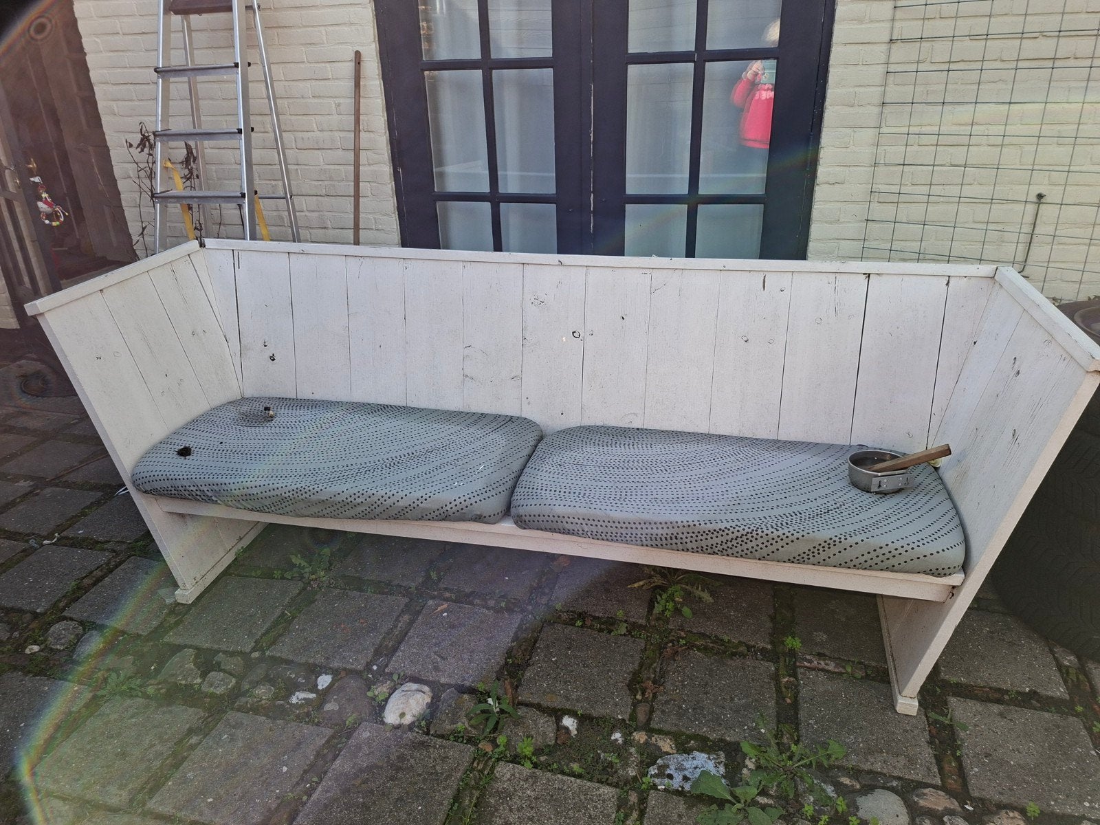 Steigerhouten tuinbank, Ophalen, Gebruikt, Hout