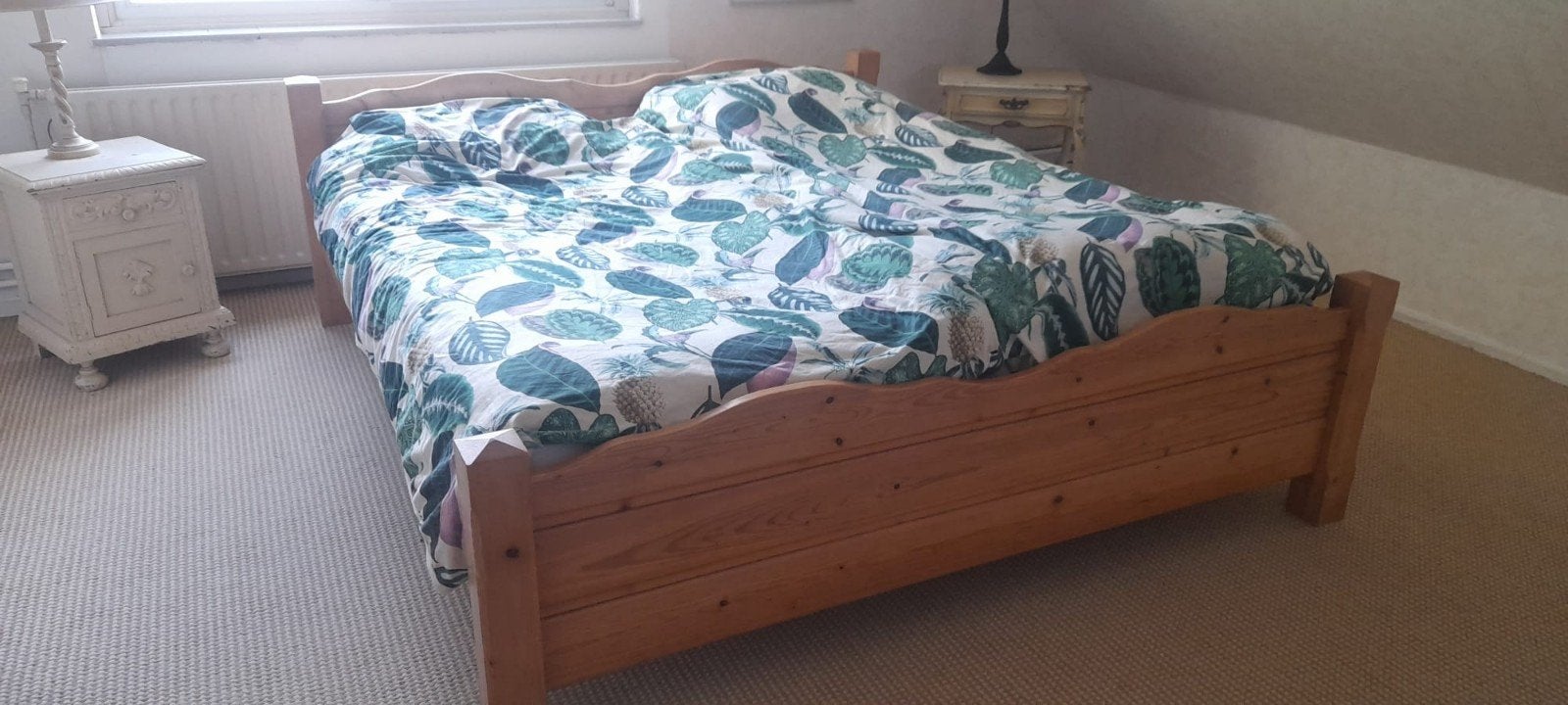 Houten 2 persoonsbed 180 x 200, Huis en Inrichting, Ophalen, Gebruikt, Tweepersoons