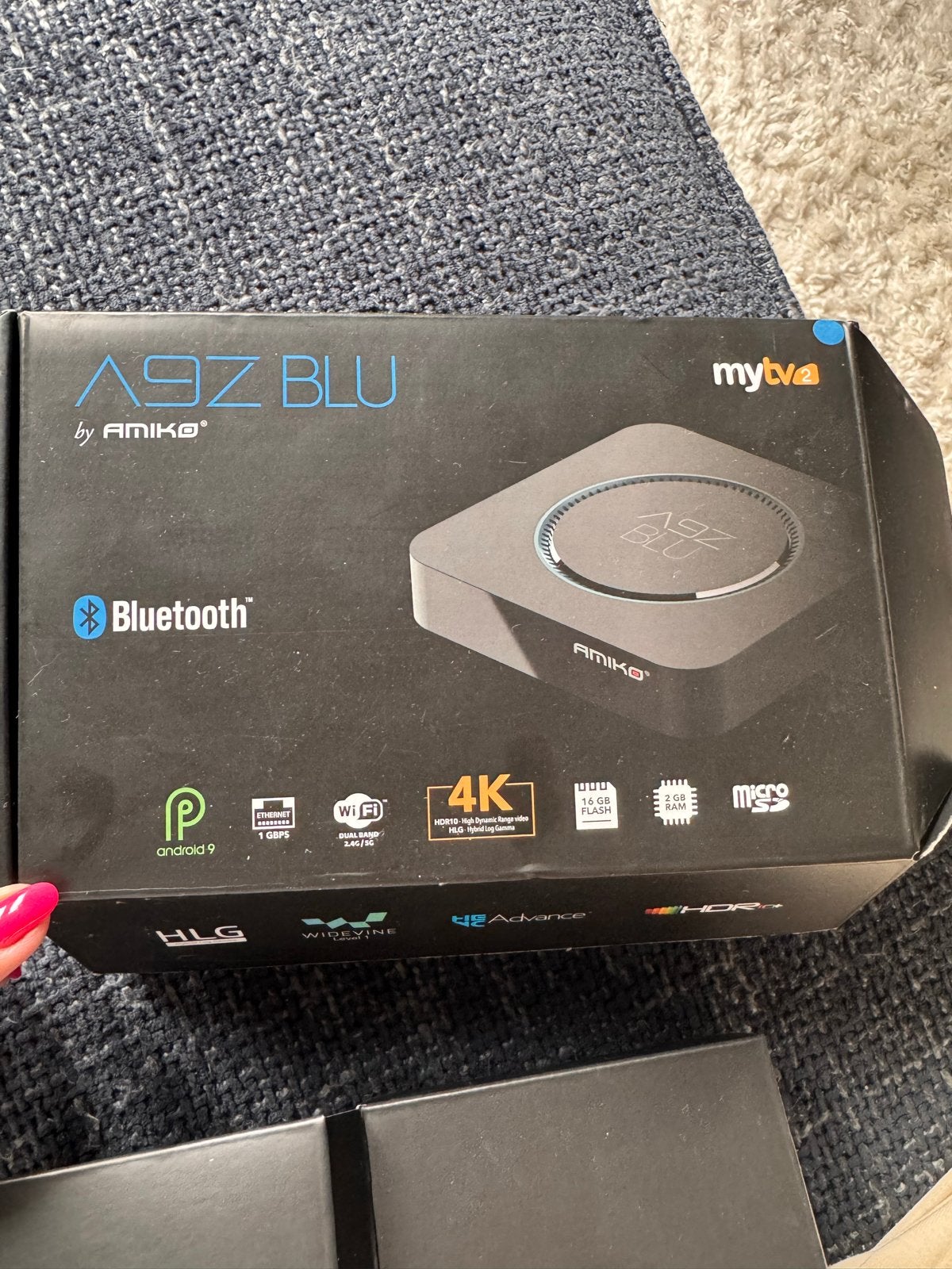 Amiko A9Z Blu 4K Android TV Box - Zonder afstandsbediening, Ophalen, Gebruikt, HDMI, Zonder harde schijf