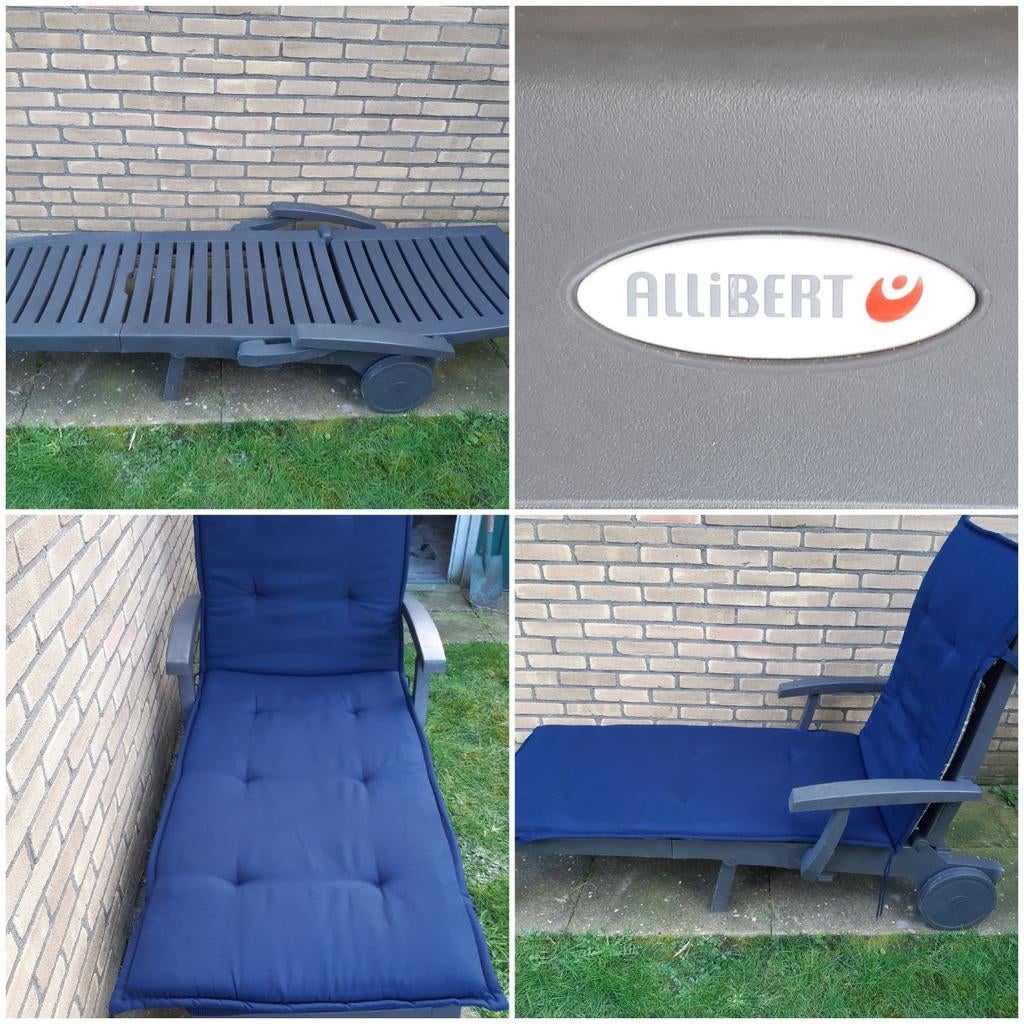 Allibert verstelbaar donkergrijs ligbed met PR Living matras, Tuin en Terras, Ophalen, Gebruikt, Kunststof, Verstelbaar