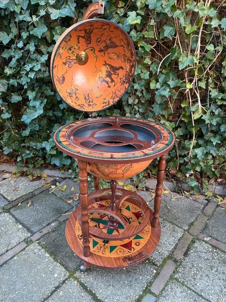 Antieke Zoffoli Globe Bar Op Wielen - Ø50cm, Ophalen