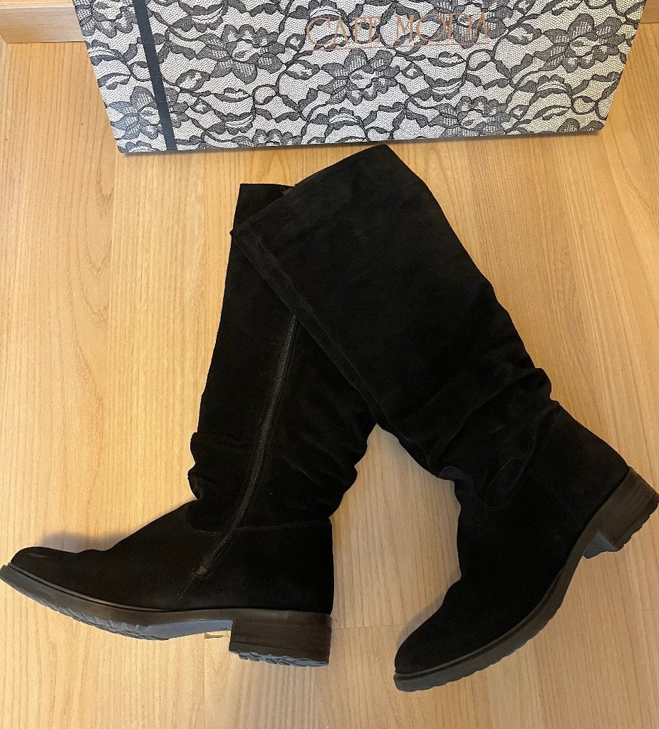 Zwarte suede dames laarzen, maat 40 , merk Cafe Moda, Hoge laarzen, Zwart, Cafe moda, Ophalen of Verzenden