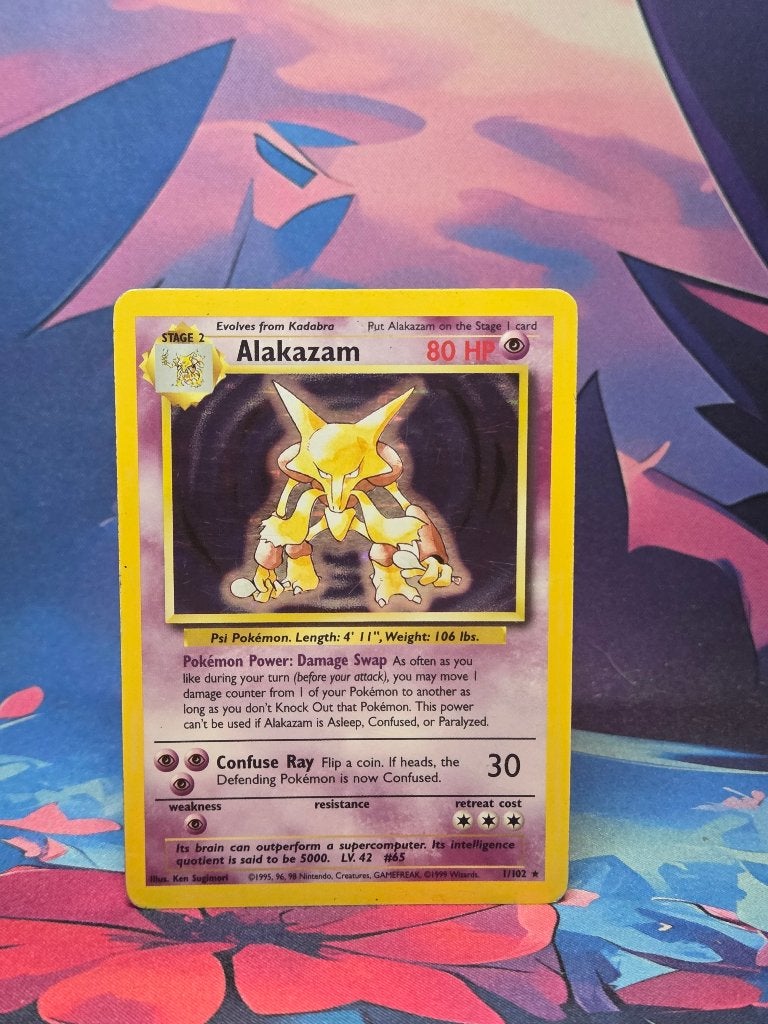 Alakazam – Base Set 1/102 Holo, Ophalen of Verzenden, Zo goed als nieuw