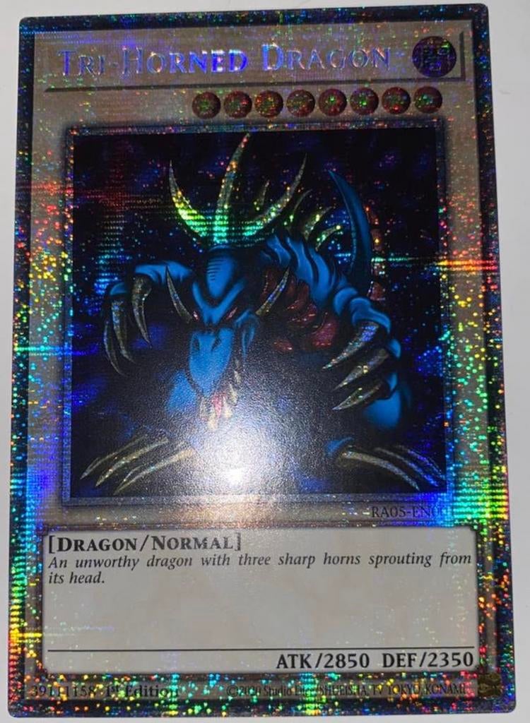 Yu-Gi-Oh! Tri-Horned Dragon RA05 1st Ed Starlight Rare !, Ophalen of Verzenden, Zo goed als nieuw, Losse kaart, Foil