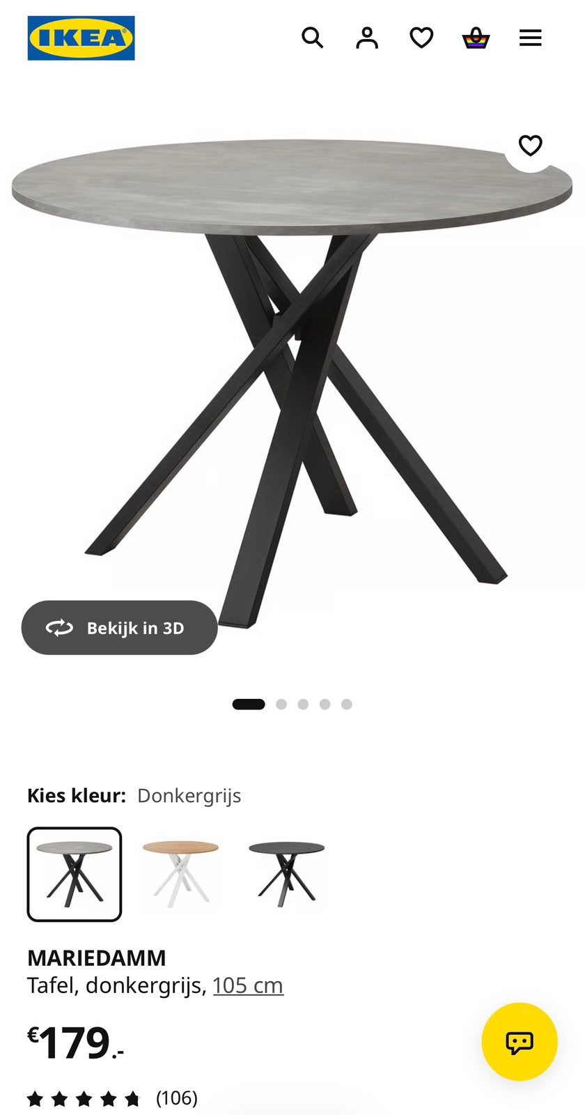 Ikea eettafel rond + stoelen, Huis en Inrichting, Ophalen, Zo goed als nieuw, Rond, 100 tot 150 cm