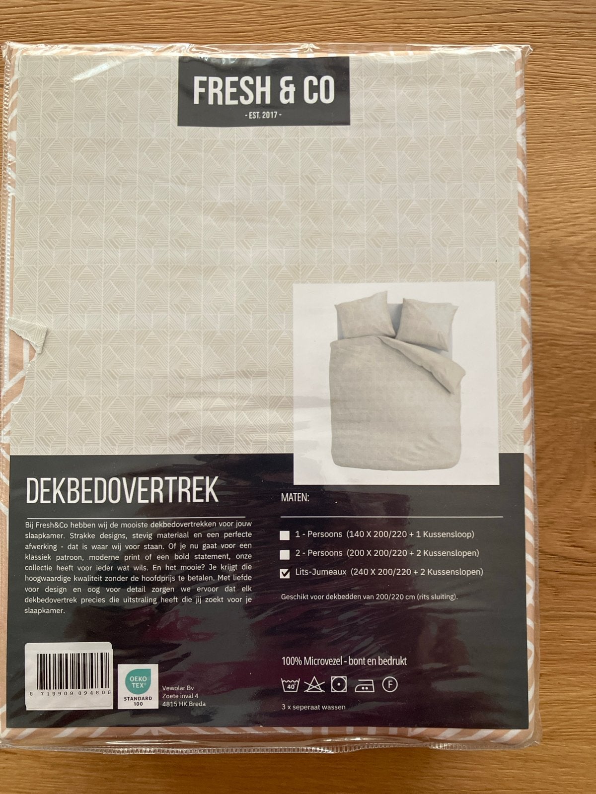 Fresh & Co Dekbedovertrek Lits-Jumeaux Microvezel Beige, Huis en Inrichting, Lits-jumeaux, Beige, Dekbedovertrek, Ophalen of Verzenden