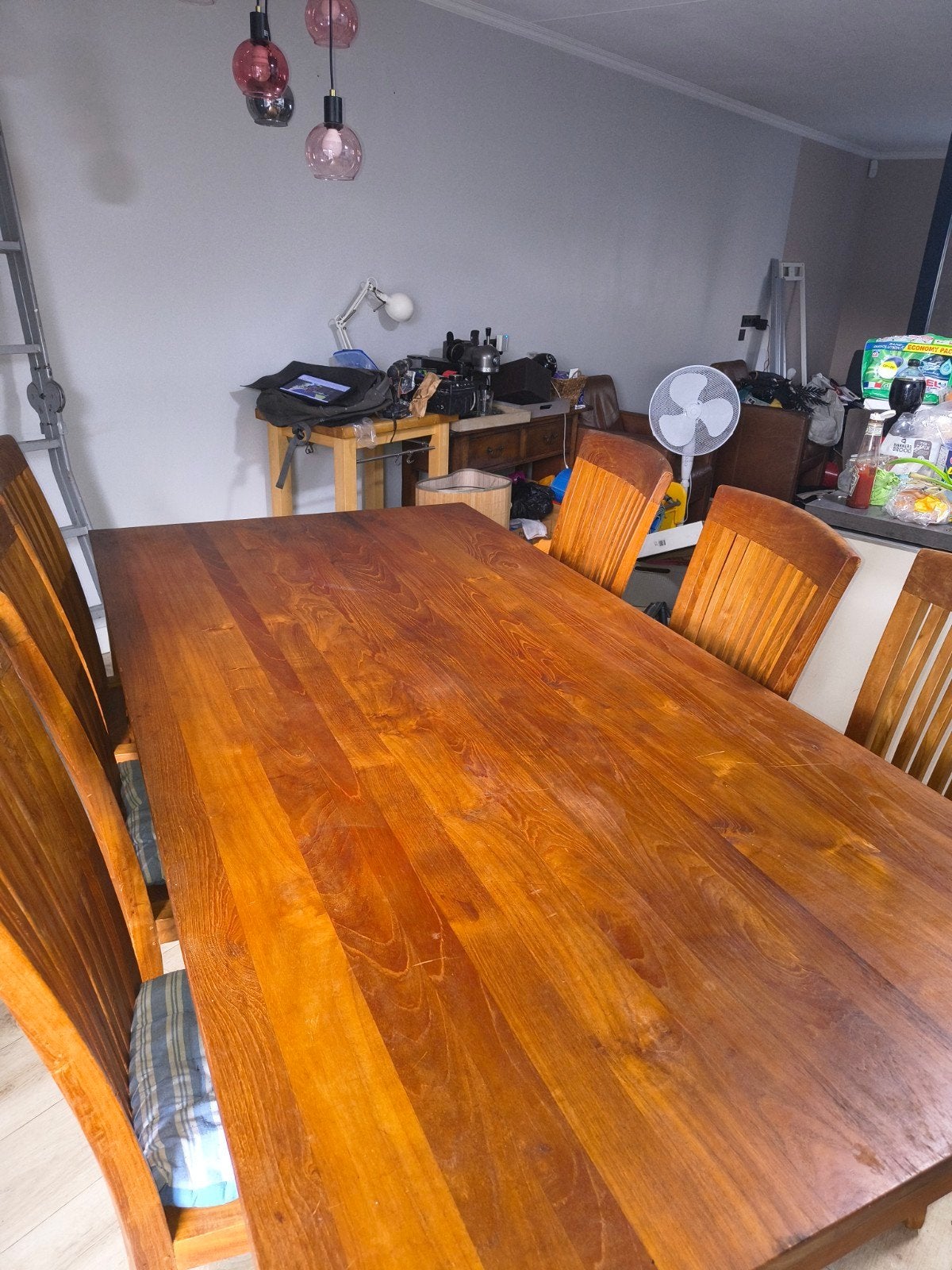Prachtige teakhouten keukentafel en stoelen, Huis en Inrichting, Tafels | Eettafels, 200 cm of meer, Zo goed als nieuw, Rechthoekig