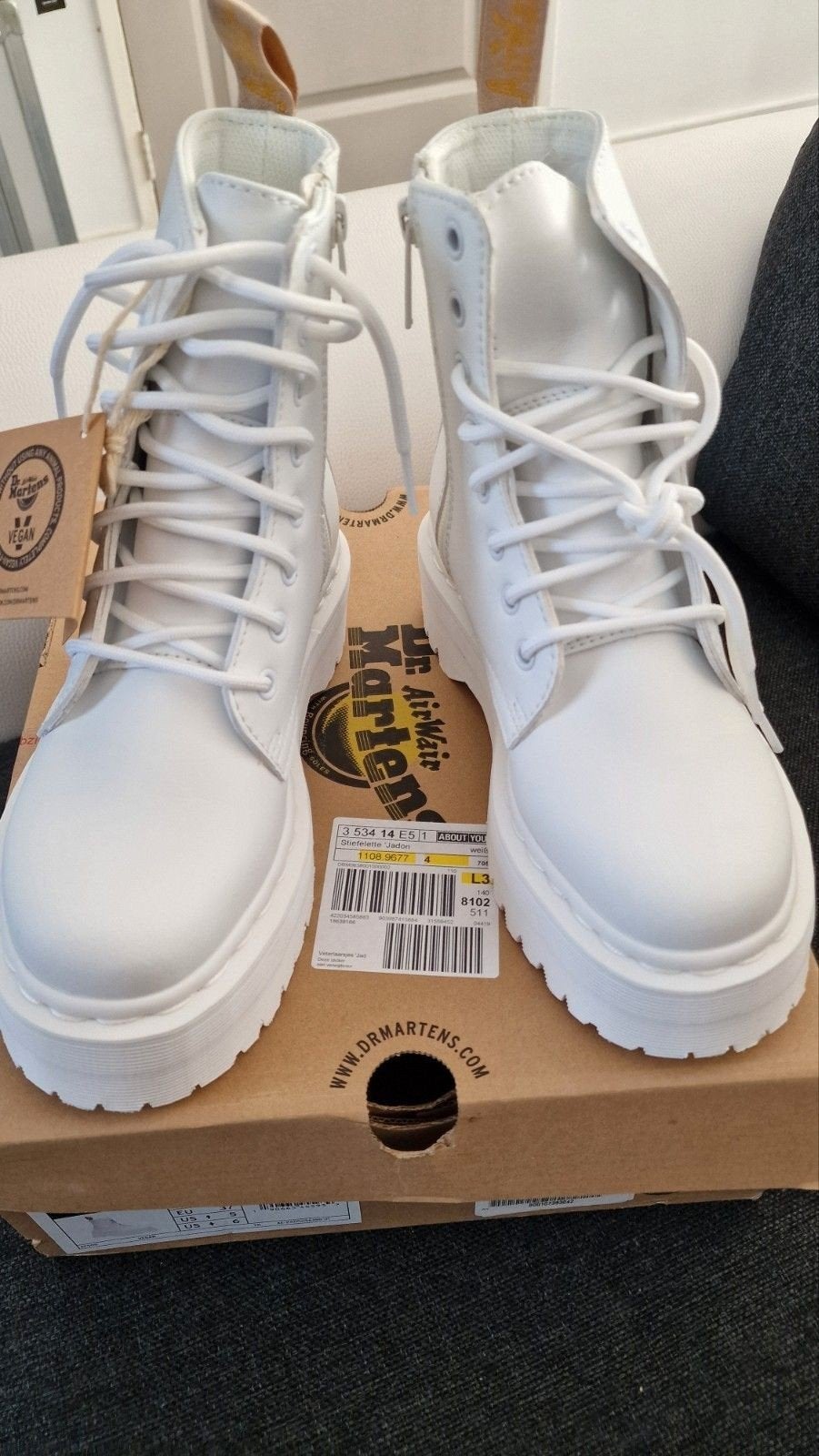 Dr. Martens Jadon Vegan Wit Plateau Laarzen Maat 36, 39, 41, Kleding | Dames, Schoenen, Wit, Lage of Enkellaarzen, Nieuw, Ophalen of Verzenden