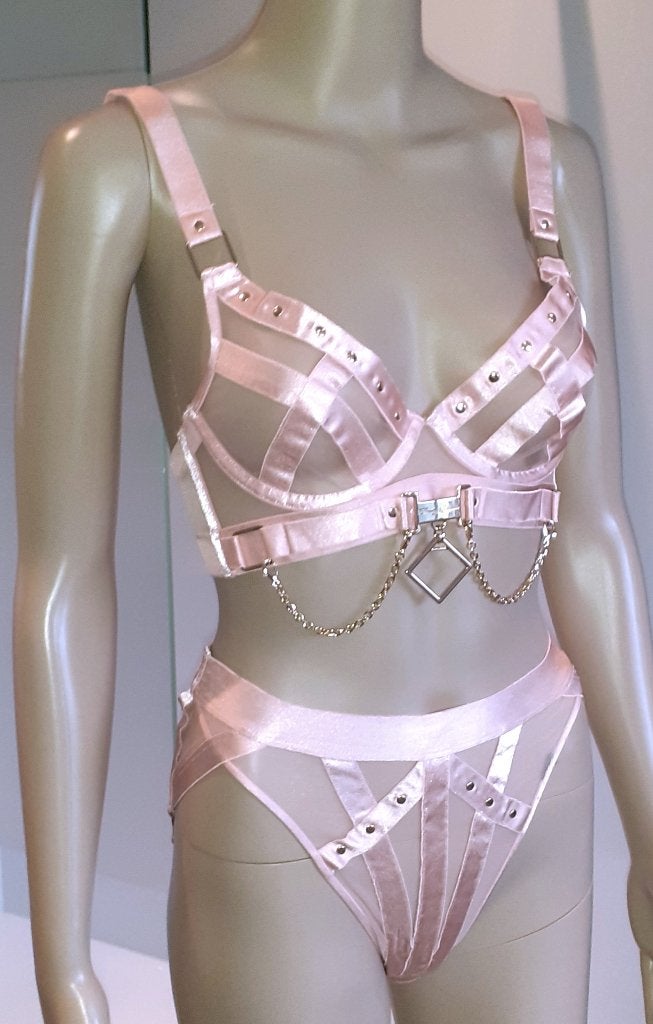 Lingerie setje 70C XS Indria Peach Honey Birdette, Ophalen of Verzenden, Roze, Setje