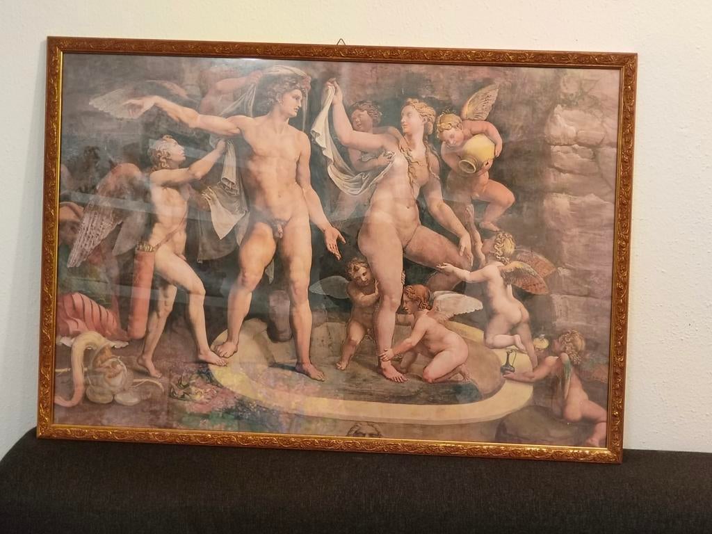 Klassiek Europees schilderij met engelen – ingelijst, Ophalen