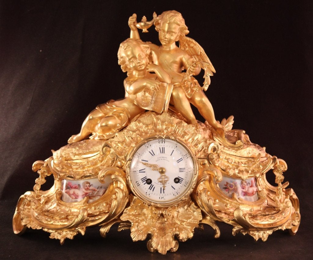 Prachtige antieke bronzen Lodewijk XVI-stijl pendule, Ophalen of Verzenden
