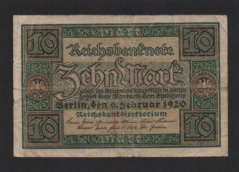 10 Mark Bankbiljet 1920 Zeer Fraai Biljet, Ophalen of Verzenden, Duitsland, Los biljet