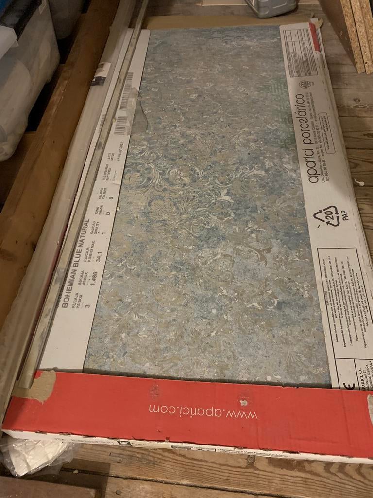 Badkamertegel bohemian blue 100x50cm, Doe-het-zelf en Verbouw, Tegels, Ophalen, Minder dan 20 cm, Zo goed als nieuw, Minder dan 5 m²