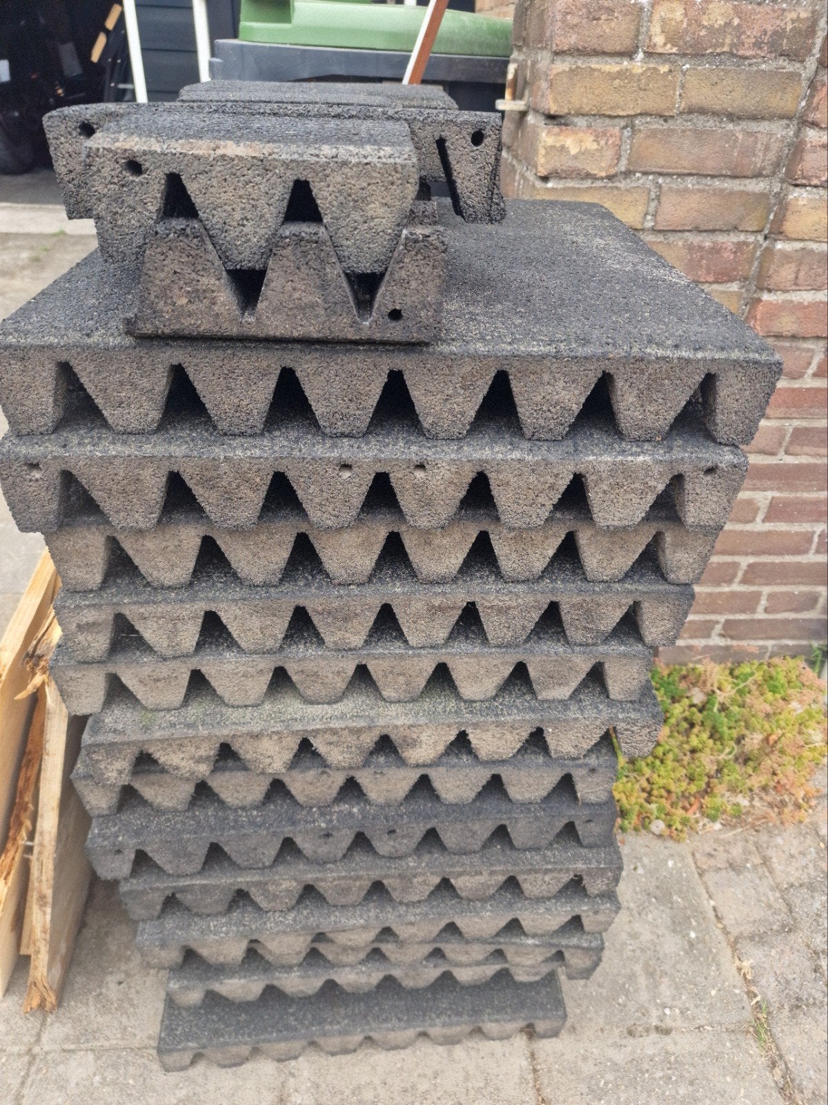 Rubber tegels 50x50 cm - 14 stuks, Ophalen, Gebruikt, Rubber, Minder dan 5 m²