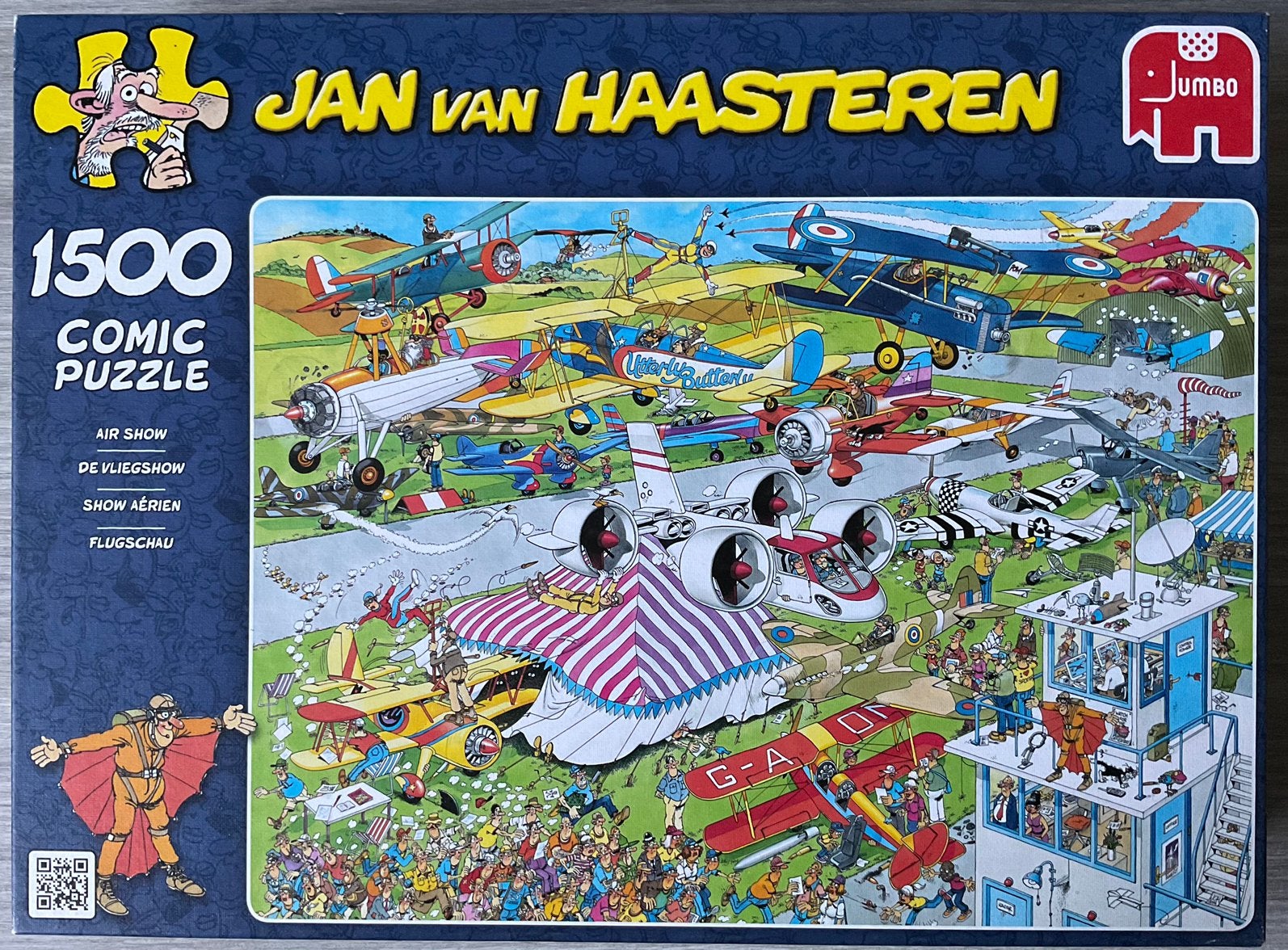 Jan van Haasteren De Vliegshow puzzel - 1500 stukjes, Ophalen of Verzenden, 500 t/m 1500 stukjes, Gebruikt