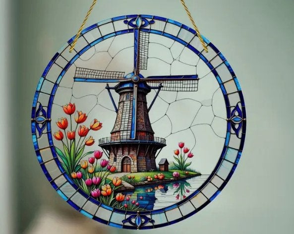 Raamhanger Molen met Tulpen, Ophalen of Verzenden, Nieuw