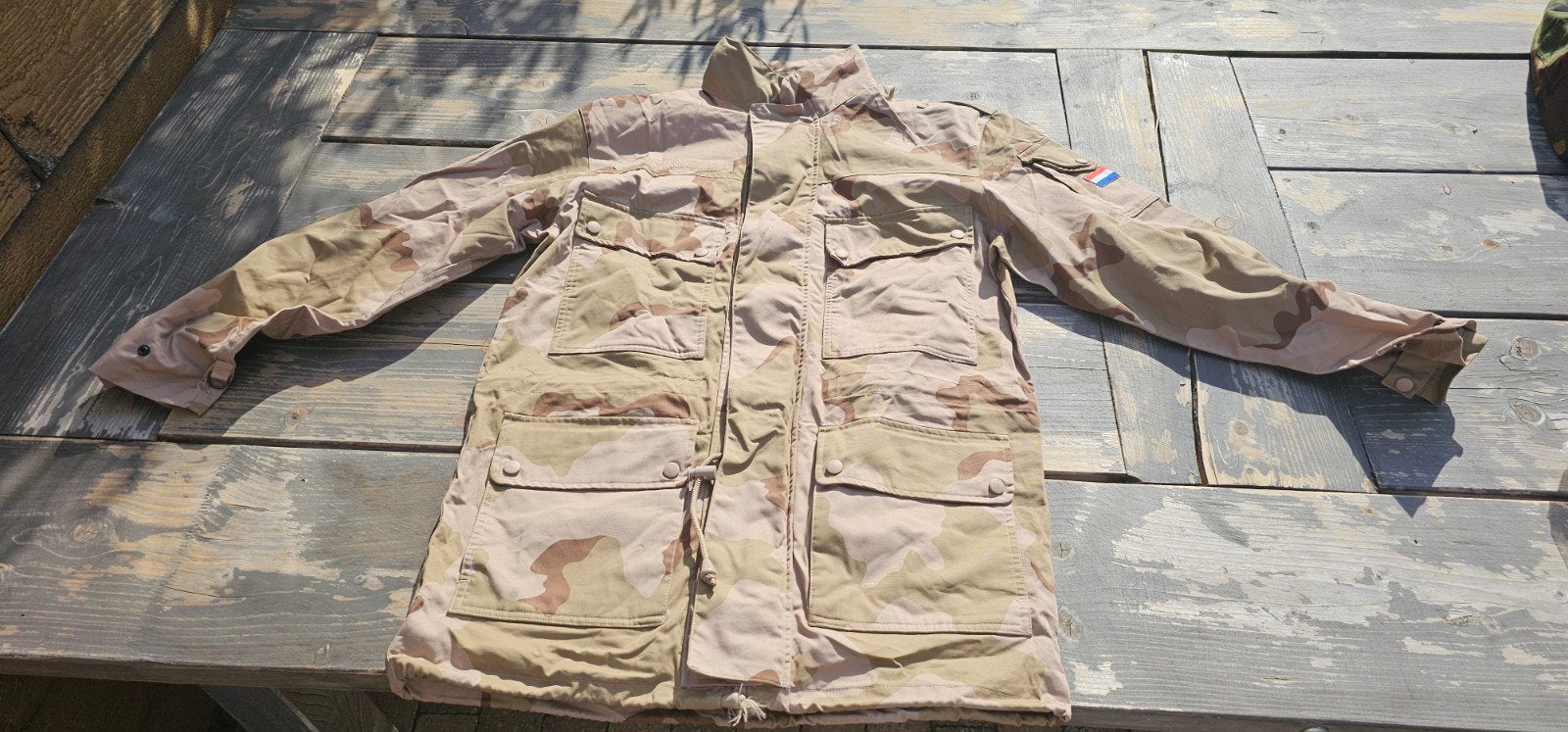 Nederlands Leger Desert Camo Parka - Maat L, Maat 52/54 (L), Beige, Ophalen of Verzenden, Gedragen